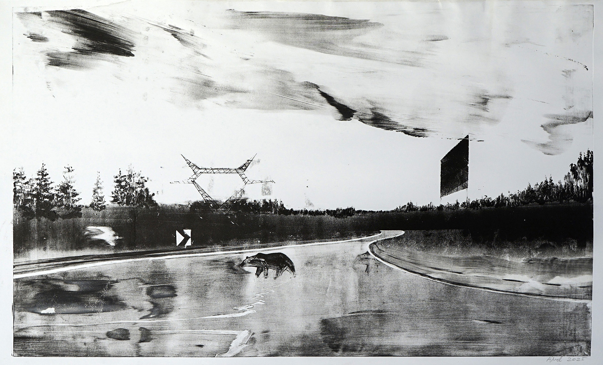 Szabó Ábel_Cím nélkül, no. II., monotípia, 60x100 cm, 2025